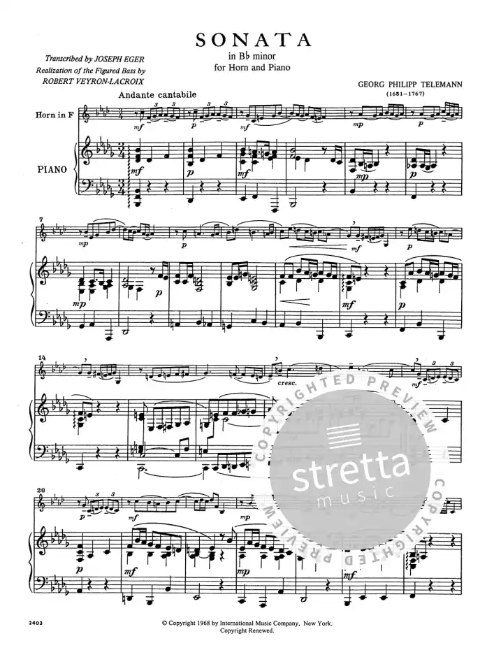 G.P. Telemann: Sonate B-moll, HrnKlav (KlavpaSt) (1)
