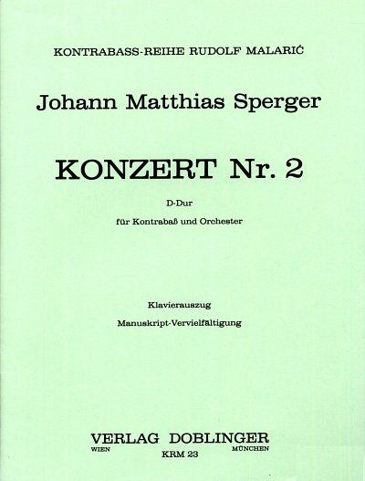 J.M. Sperger: Konzert 2 D-Dur - Kb Orch Kontrabass Reihe Rud