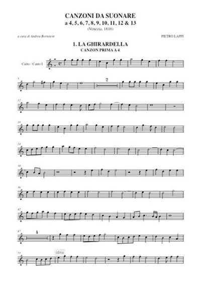 P. Lappi: Canzoni da suonare a 4, 5, 6, 7, 8, 9, 10, 11, 12 e 13 voci (Venezia 1616)