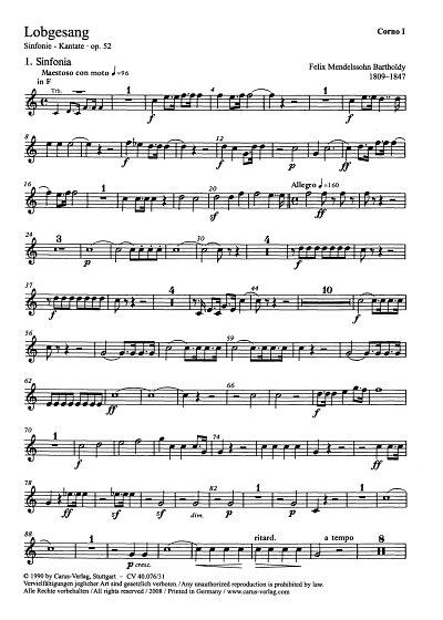 F. Mendelssohn Bartholdy: Lobgesang B-Dur Op 52 (Sinfonie 2)