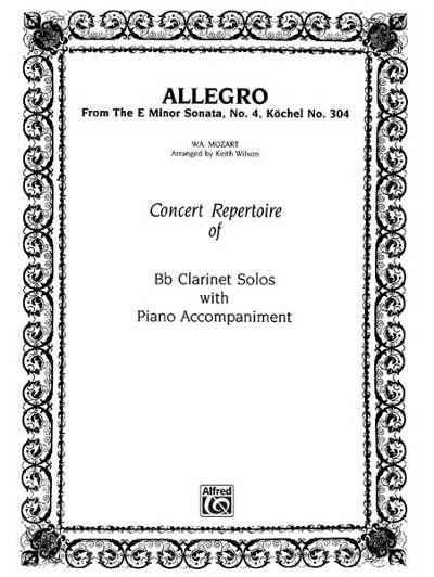 W.A. Mozart: Allegro (from E Minor Sonata #4) (Klar)