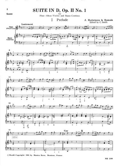 J.-M. Hottetterre: Suite Op 2 Nr 1