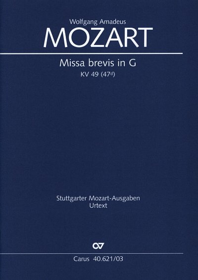 W.A. Mozart: Missa brevis in G , 4GesGchOrch (KA)