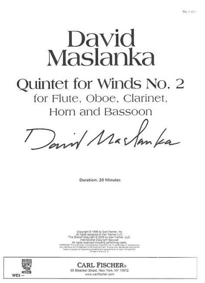 D. Maslanka: Quintet for Winds No. 2 (Part.)