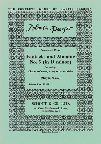 M. Peerson: Fantazia and Almaine No. 5 in D minor