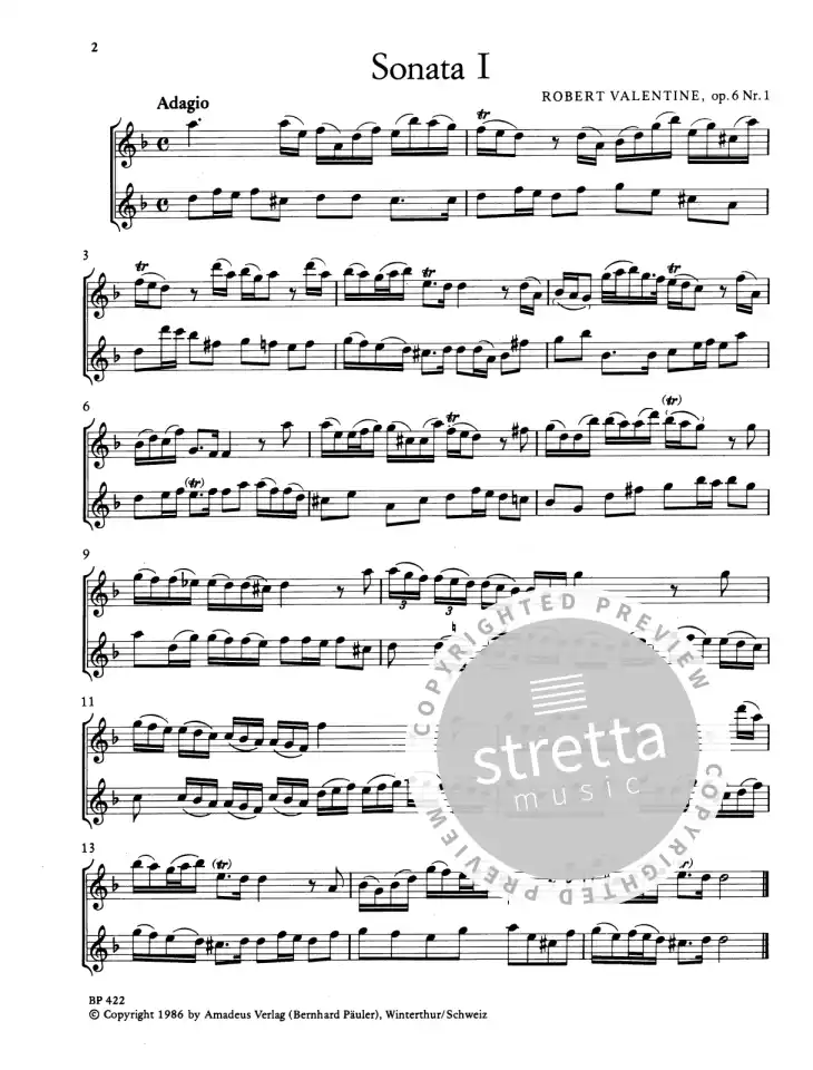 R. Valentine: 6 Sonaten op. 6, 2Ablf (Sppa) (1)