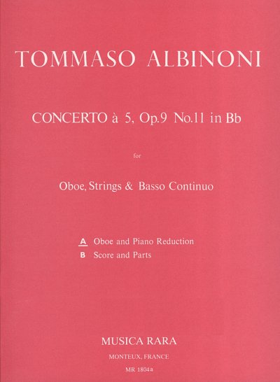 T. Albinoni: Concerto a 5 in B op. 9/11, ObKlav (KlavpaSt)
