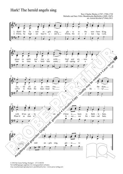 DL: A. Kircher: Hark! The herald angels sing G-Dur, Gch3 (Pa