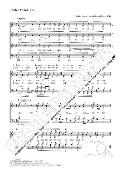 DL: H.P. Juhani: Joulun Kellot F-Dur, GCh4 (Part.)