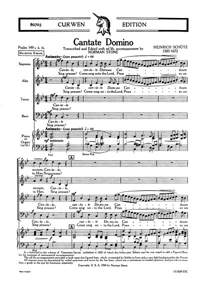 H. Schütz: Cantate Domino, GchKlav (Chpa)