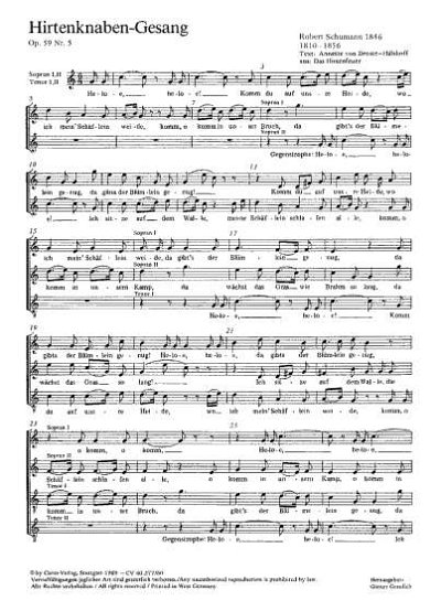 R. Schumann: Hirtenknaben-Gesang op. 59 Nr. 5; aus: Vier Ges