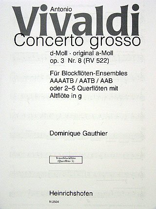 A. Vivaldi: Concerto grosso d-Moll (original a-Moll) (, 4Blf