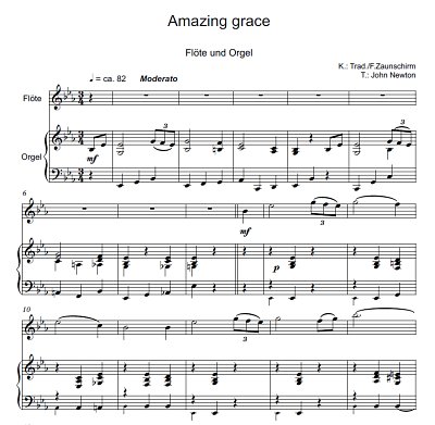 DL: (Traditional): Amazing Grace, FlOrg (Part.)