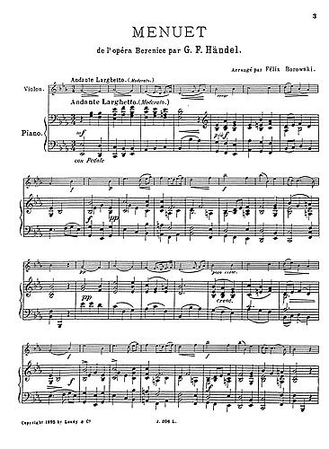 G.F. Händel: Menuet From Berenice Borowski, Sinfo (Pa+St)