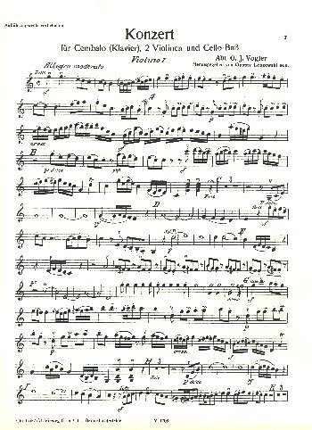 G.J. Vogler: Konzert für Cembalo (Klavier) und Streicher C-dur
