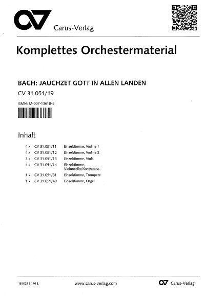 J.S. Bach: Jauchzet Gott in allen Lan, GesSTrpStrBc (Stsatz)