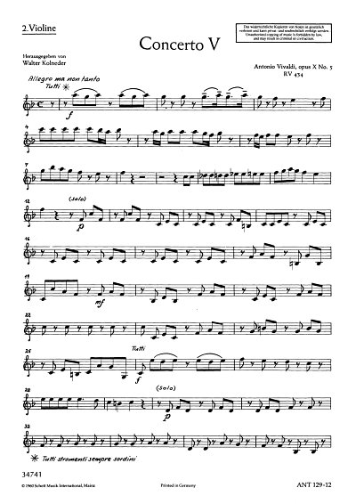 A. Vivaldi: Concerto Nr. 5 op. 10/5 RV 434/PV 262