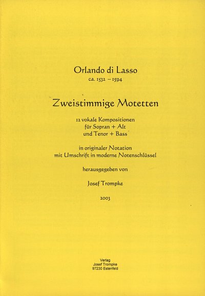 O. di Lasso: Zweistimmige Motetten (Part.)
