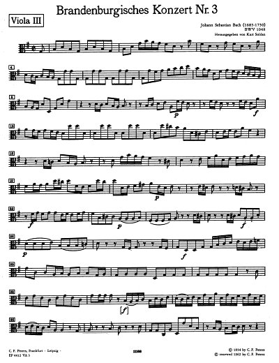 J.S. Bach: Brandenburgisches Konzert Nr. 3 G-D, StrBc (Vla3)