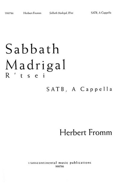Sabbath Madrigal, GchKlav (Chpa)