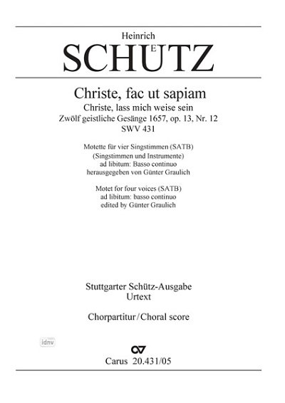 H. Schütz: Christe fac, ut sapiam a-Moll SWV 431 (1657)