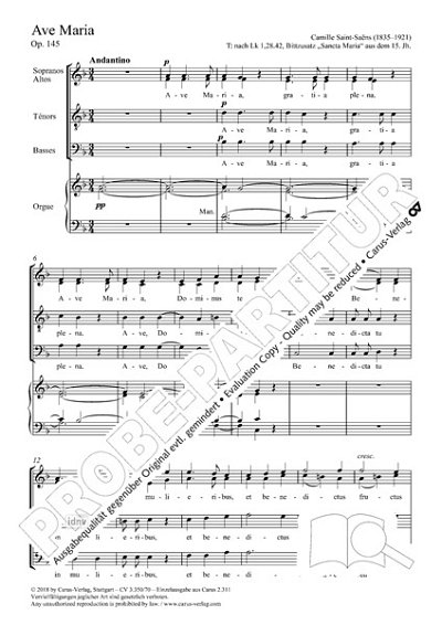 DL: C. Saint-Saëns: Ave Maria F-Dur op. op. 145, GchOrg (Par