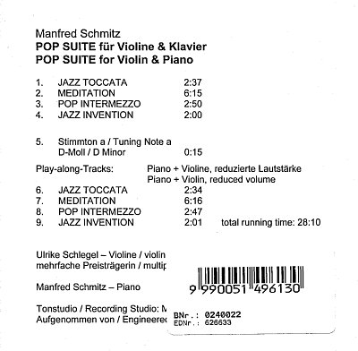 M. Schmitz: Pop Suite, VlKlav (CD)