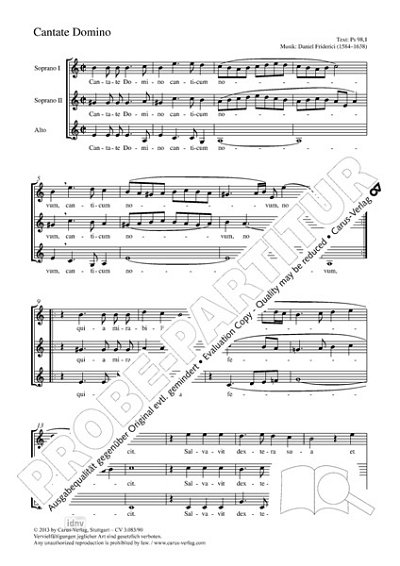 D. Friderici: Cantate Domino a-Moll