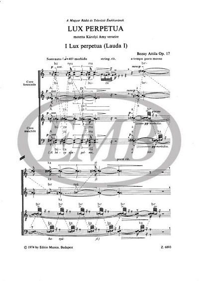 A. Bozay: Lux perpetua op. 17, GCh8 (Chpa)