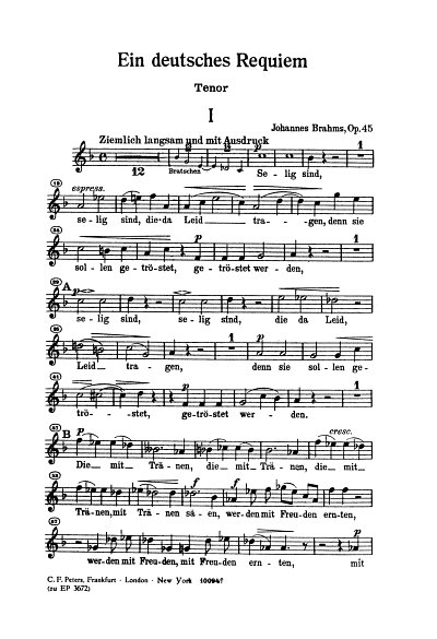 J. Brahms: Ein deutsches Requiem op. 4, 2GsGchOrchOr (Tenor)