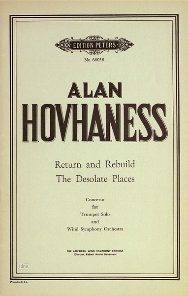 A. Hovhaness: Return and Rebuild the Desolate Places op. 213