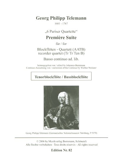 G.P. Telemann: Première Suite, 4Blf;Bc (Tblf)