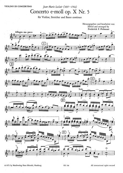 AQ: J.-M. Leclair: Konzert  e-moll op. 10/5 (Vlsolo (B-Ware)