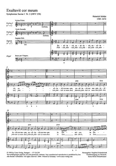 H. Schütz: Exultavit cor meum (Fröhlich ist mein Herz) F-Dur SWV 258 (op. 6, 2) (1629)