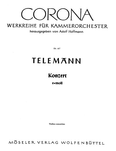 G.P. Telemann: Konzert e-Moll TWV 52:e3, FlVlStrBc (2St)