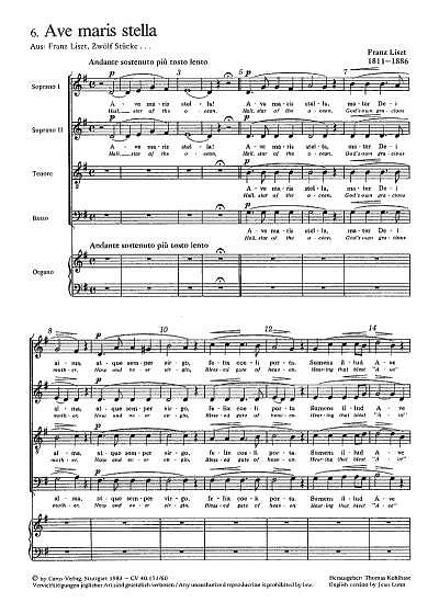 F. Liszt: Liszt: Ave maris stella- Salve Reg, GchOrg (Part.)
