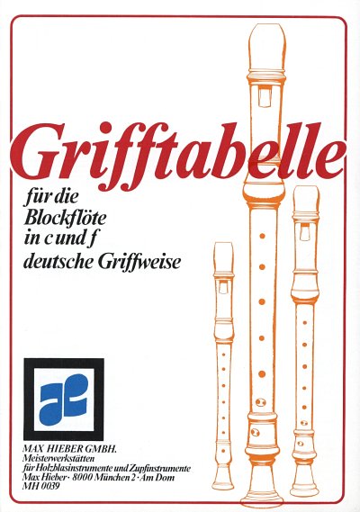 Grifftabelle für Blockflöte in c und f - deutsch, Blfl (Grt)