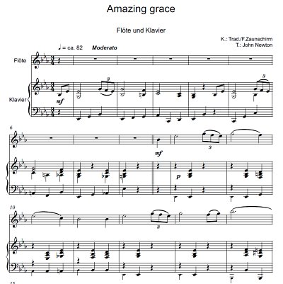DL: (Traditional): Amazing Grace, FlKlav (Par2St)