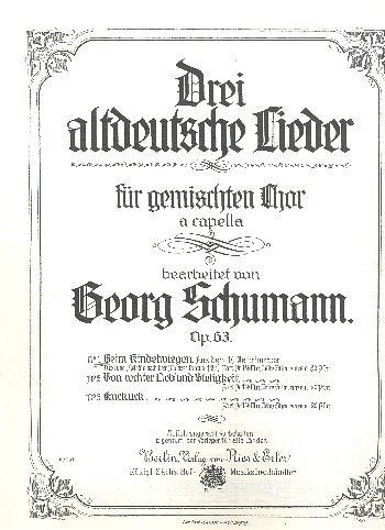 Schumann Georg: Beim Kindelwiegen Op 63/1