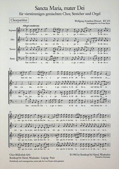 W.A. Mozart: Sancta Maria Mater Dei Kv 273