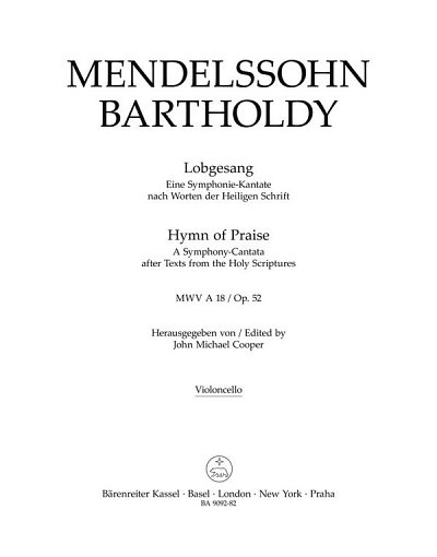 F. Mendelssohn Barth: Lobgesang op. 52 MW, 3GesGchOrchO (Vc)