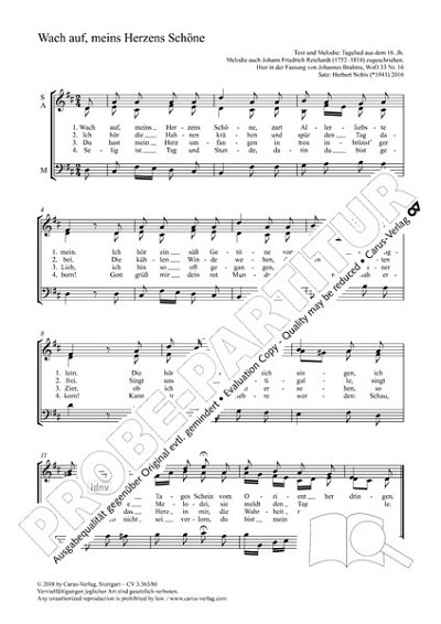 DL: J. Brahms: Wach auf, meins Herzens Schöne D-Du, Gch3 (Pa