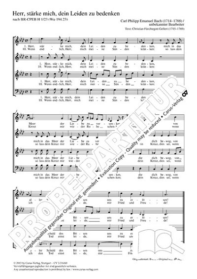 DL: C.P.E. Bach: Herr, stärke mich, dein Leiden zu, GCh4 (Pa