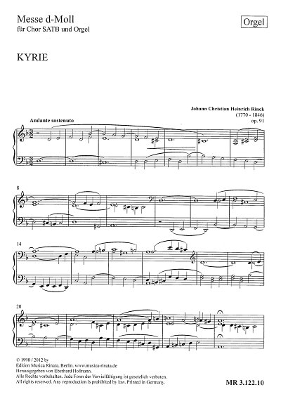 J.C.H. Rinck: Messe d-Moll op. 91 (Org)
