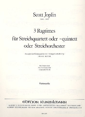 S. Joplin i inni: 3 Ragtimes für Streichquartett oder Streichorchester, Band 1