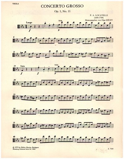 P.A. Locatelli: Concerto Grosso C-Moll Op 1/11 (Vla)