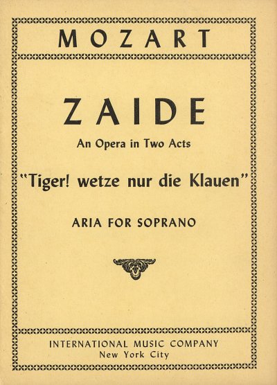 W.A. Mozart: Tiger! wetzte nur die Klauen, GesHKlav