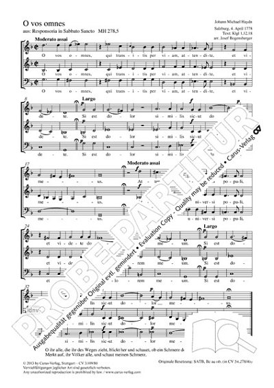 DL: M. Haydn: O vos omnes F-Dur MH 278,5 (1778), GCh4 (Part.