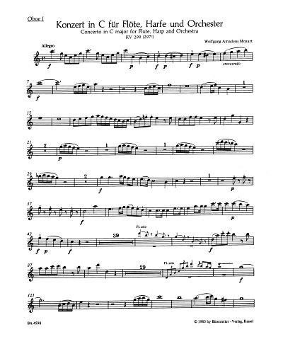 W.A. Mozart: Konzert fuer Floete, Harfe und , FlHrfOrch (HAR