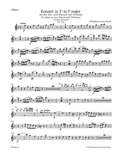 W.A. Mozart: Konzert Nr. 7 F-Dur KV 242 "Lodron-Konzert"